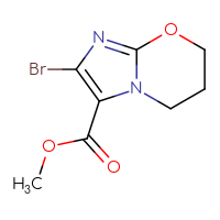 Chemical structure of methyl 2-bromo-5H,6H,7H-imidazo[2,1-b][1,3]oxazine-3-carboxylate - CSSB06358427044