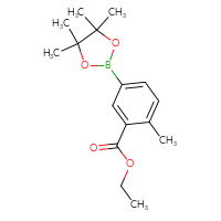 Chemical structure of ethyl 2-methyl-5-(4,4,5,5-tetramethyl-1,3,2-dioxaborolan-2-yl)benzoate - CSSB00011102628