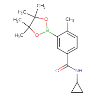 Chemical structure of N-cyclopropyl-4-methyl-3-(4,4,5,5-tetramethyl-1,3,2-dioxaborolan-2-yl)benzamide - CSSB00010174310