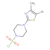 Chemical structure of 4-(5-bromo-4-methyl-1,3-thiazol-2-yl)piperazine-1-sulfonyl chloride - CSSB21224764216