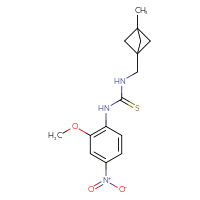 Chemical structure of 1-(2-methoxy-4-nitrophenyl)-3-({3-methylbicyclo[1.1.1]pentan-1-yl}methyl)thiourea - CSSB21432564705