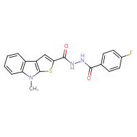 Chemical structure of 4-fluoro-N'-{8-methyl-8H-thieno[2,3-b]indole-2-carbonyl}benzohydrazide - CSSB00025737901