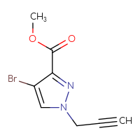 Chemical structure of methyl 4-bromo-1-(prop-2-yn-1-yl)-1H-pyrazole-3-carboxylate - CSSB14948339808