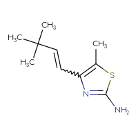 Chemical structure of 4-(3,3-dimethylbut-1-en-1-yl)-5-methyl-1,3-thiazol-2-amine - CSSB06770874332