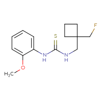 Chemical structure of 3-{[1-(fluoromethyl)cyclobutyl]methyl}-1-(2-methoxyphenyl)thiourea - CSSB01974666458