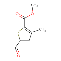Chemical structure of methyl 5-formyl-3-methylthiophene-2-carboxylate - CSSB00010632531