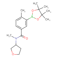Chemical structure of N,4-dimethyl-N-(oxolan-3-yl)-3-(4,4,5,5-tetramethyl-1,3,2-dioxaborolan-2-yl)benzamide - CSSB00360348434
