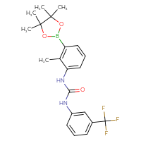 Chemical structure of 3-[2-methyl-3-(4,4,5,5-tetramethyl-1,3,2-dioxaborolan-2-yl)phenyl]-1-[3-(trifluoromethyl)phenyl]urea - CSSB21332158960