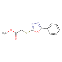Chemical structure of methyl 2-[(5-phenyl-1,3,4-oxadiazol-2-yl)sulfanyl]acetate - CSSB00046086598