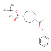 Chemical structure of 1-benzyl 4-tert-butyl 1,4-diazepane-1,4-dicarboxylate - CSSB00113650445