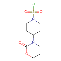 Chemical structure of 4-(2-oxo-1,3-oxazinan-3-yl)piperidine-1-sulfonyl chloride - CSSB21224766615