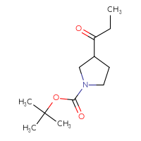 Chemical structure of tert-butyl 3-propanoylpyrrolidine-1-carboxylate - CSSB00012354350