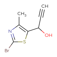Chemical structure of 1-(2-bromo-4-methyl-1,3-thiazol-5-yl)prop-2-yn-1-ol - CSSB21246424040