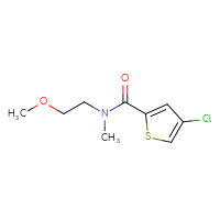Chemical structure of 4-chloro-N-(2-methoxyethyl)-N-methylthiophene-2-carboxamide - CSSB01991488887