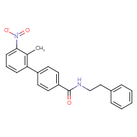 Chemical structure of 2'-methyl-3'-nitro-N-(2-phenylethyl)-[1,1'-biphenyl]-4-carboxamide - CSSB21531602111