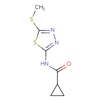 Chemical structure of N-[5-(methylsulfanyl)-1,3,4-thiadiazol-2-yl]cyclopropanecarboxamide - CSSB00030261587