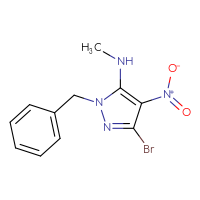 Chemical structure of 1-benzyl-3-bromo-N-methyl-4-nitro-1H-pyrazol-5-amine - CSSB00010219369