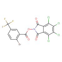Chemical structure of 4,5,6,7-tetrachloro-1,3-dioxo-2,3-dihydro-1H-isoindol-2-yl 2-bromo-5-(trifluoromethyl)benzoate - CSSB20270179403