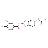 Chemical structure of N-(6-acetamido-1,3-benzothiazol-2-yl)-3,4-dimethylbenzamide - CSSB00105293557
