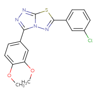 Chemical structure of 6-(3-chlorophenyl)-3-(3,4-dimethoxyphenyl)-[1,2,4]triazolo[3,4-b][1,3,4]thiadiazole - CSSB00121637256