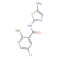 Chemical structure of 5-chloro-2-methyl-N-(5-methyl-1,3-thiazol-2-yl)pyridine-3-carboxamide - CSSB06425198521