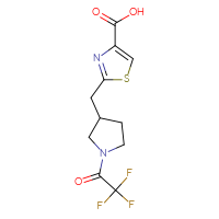 Chemical structure of 2-{[1-(2,2,2-trifluoroacetyl)pyrrolidin-3-yl]methyl}-1,3-thiazole-4-carboxylic acid - CSSB03496564754