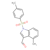 Chemical structure of 4-methyl-1-(4-methylbenzenesulfonyl)-1H-indole-3-carbaldehyde - CSSB21332146504