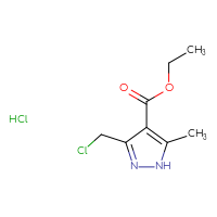 Chemical structure of ethyl 3-(chloromethyl)-5-methyl-1H-pyrazole-4-carboxylate hydrochloride - CSSB00000732783