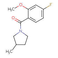 Chemical structure of 1-(4-fluoro-2-methoxybenzoyl)-3-methylpyrrolidine - CSSB02499687981