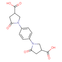 Chemical structure of 1-[4-(4-carboxy-2-oxopyrrolidin-1-yl)phenyl]-5-oxopyrrolidine-3-carboxylic acid - CSSB00121614134