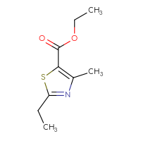 Chemical structure of ethyl 2-ethyl-4-methyl-1,3-thiazole-5-carboxylate - CSSB00000703871