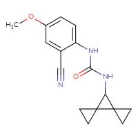 Chemical structure of 1-(2-cyano-4-methoxyphenyl)-3-{dispiro[2.0.2⁴.1³]heptan-7-yl}urea - CSSB06898217706