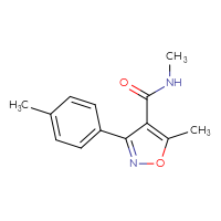 Chemical structure of N,5-dimethyl-3-(4-methylphenyl)-1,2-oxazole-4-carboxamide - CSSB02283619676