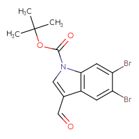 Chemical structure of tert-butyl 5,6-dibromo-3-formyl-1H-indole-1-carboxylate - CSSB21332126797
