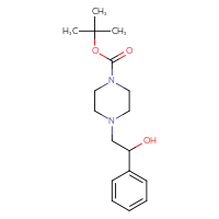 Chemical structure of tert-butyl 4-(2-hydroxy-2-phenylethyl)piperazine-1-carboxylate - CSSB00011241835
