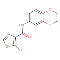 Chemical structure of 2-chloro-N-(2,3-dihydro-1,4-benzodioxin-6-yl)thiophene-3-carboxamide - CSSB02019856330