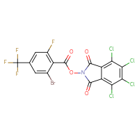 Chemical structure of 4,5,6,7-tetrachloro-1,3-dioxo-2,3-dihydro-1H-isoindol-2-yl 2-bromo-6-fluoro-4-(trifluoromethyl)benzoate - CSSB20271238215