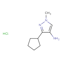 Chemical structure of 3-cyclopentyl-1-methyl-1H-pyrazol-4-amine hydrochloride - CSSB00132302077