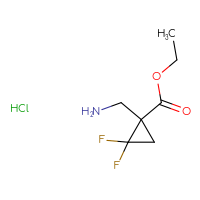 Chemical structure of ethyl 1-(aminomethyl)-2,2-difluorocyclopropane-1-carboxylate hydrochloride - CSSB20963517611