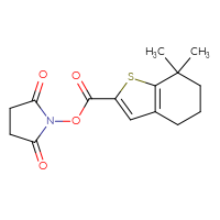 Chemical structure of 2,5-dioxopyrrolidin-1-yl 7,7-dimethyl-4,5,6,7-tetrahydro-1-benzothiophene-2-carboxylate - CSSB20269748758