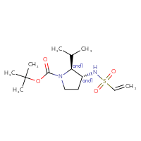 Chemical structure of rac-tert-butyl (2R,3S)-3-ethenesulfonamido-2-(propan-2-yl)pyrrolidine-1-carboxylate - CSSB21332069233