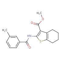 Chemical structure of methyl 2-(3-methylbenzamido)-4,5,6,7-tetrahydro-1-benzothiophene-3-carboxylate - CSSB00020581081