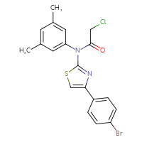 Chemical structure of N-[4-(4-bromophenyl)-1,3-thiazol-2-yl]-2-chloro-N-(3,5-dimethylphenyl)acetamide - CSSB00000683057