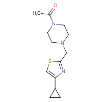 Chemical structure of 1-{4-[(4-cyclopropyl-1,3-thiazol-2-yl)methyl]piperazin-1-yl}ethan-1-one - CSSB00046982863
