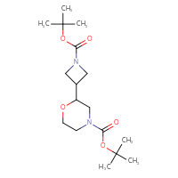Chemical structure of tert-butyl 2-{1-[(tert-butoxy)carbonyl]azetidin-3-yl}morpholine-4-carboxylate - CSSB06643071522