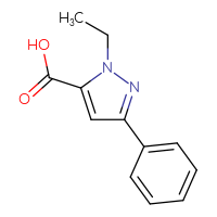 Chemical structure of 1-ethyl-3-phenyl-1H-pyrazole-5-carboxylic acid - CSSB00010191802