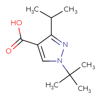 Chemical structure of 1-tert-butyl-3-(propan-2-yl)-1H-pyrazole-4-carboxylic acid - CSSB00011261307