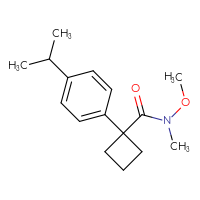 Chemical structure of N-methoxy-N-methyl-1-[4-(propan-2-yl)phenyl]cyclobutane-1-carboxamide - CSSB02010344739