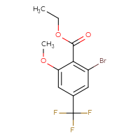 Chemical structure of ethyl 2-bromo-6-methoxy-4-(trifluoromethyl)benzoate - CSSB00133884967