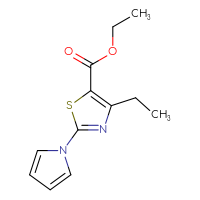 Chemical structure of ethyl 4-ethyl-2-(1H-pyrrol-1-yl)-1,3-thiazole-5-carboxylate - CSSB01402450563